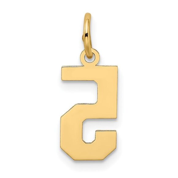 14k Yellow Gold, Jersey Collection, Small Number 5 Pendant - Picture 3 of 5